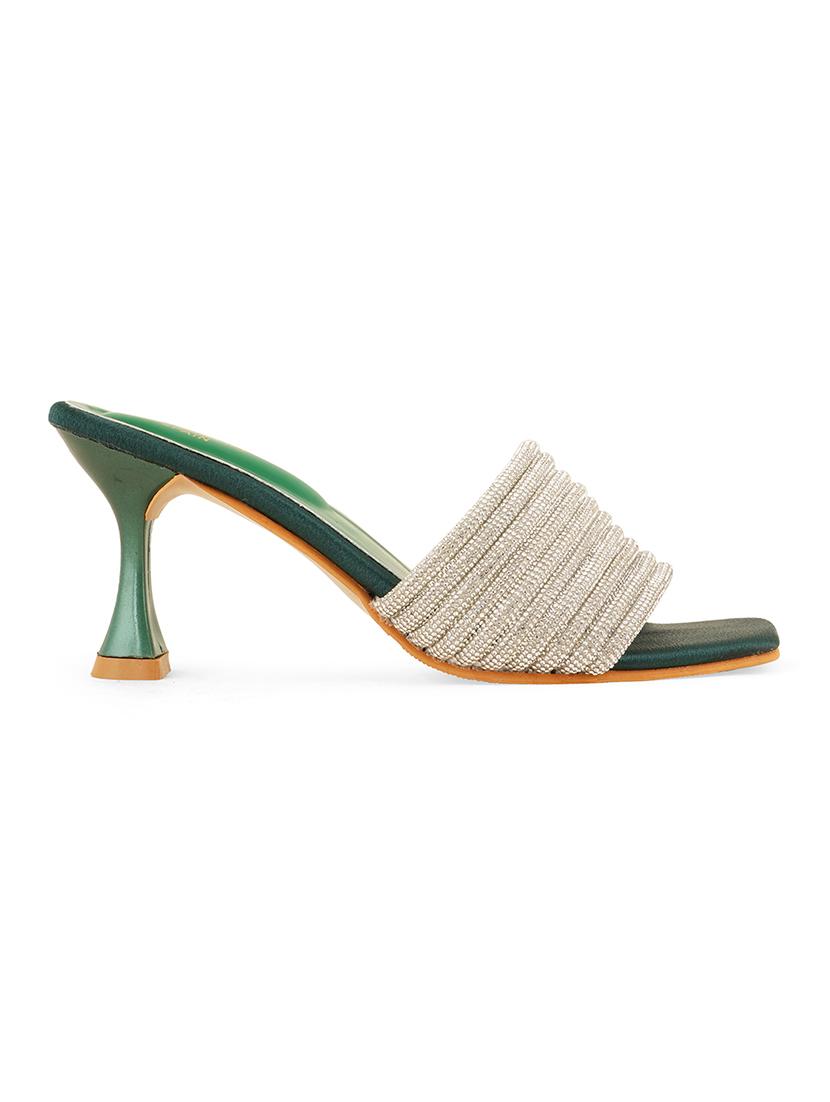 green synthetic slip on sandals - 20973824 - Standard Image - 1