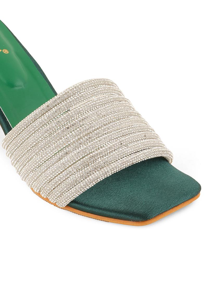 green synthetic slip on sandals - 20973824 - Standard Image - 4