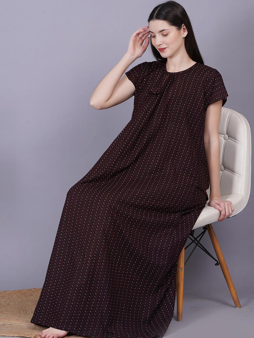 brown printed detailed maxi nightdress - 20973830 - Standard Image - 4
