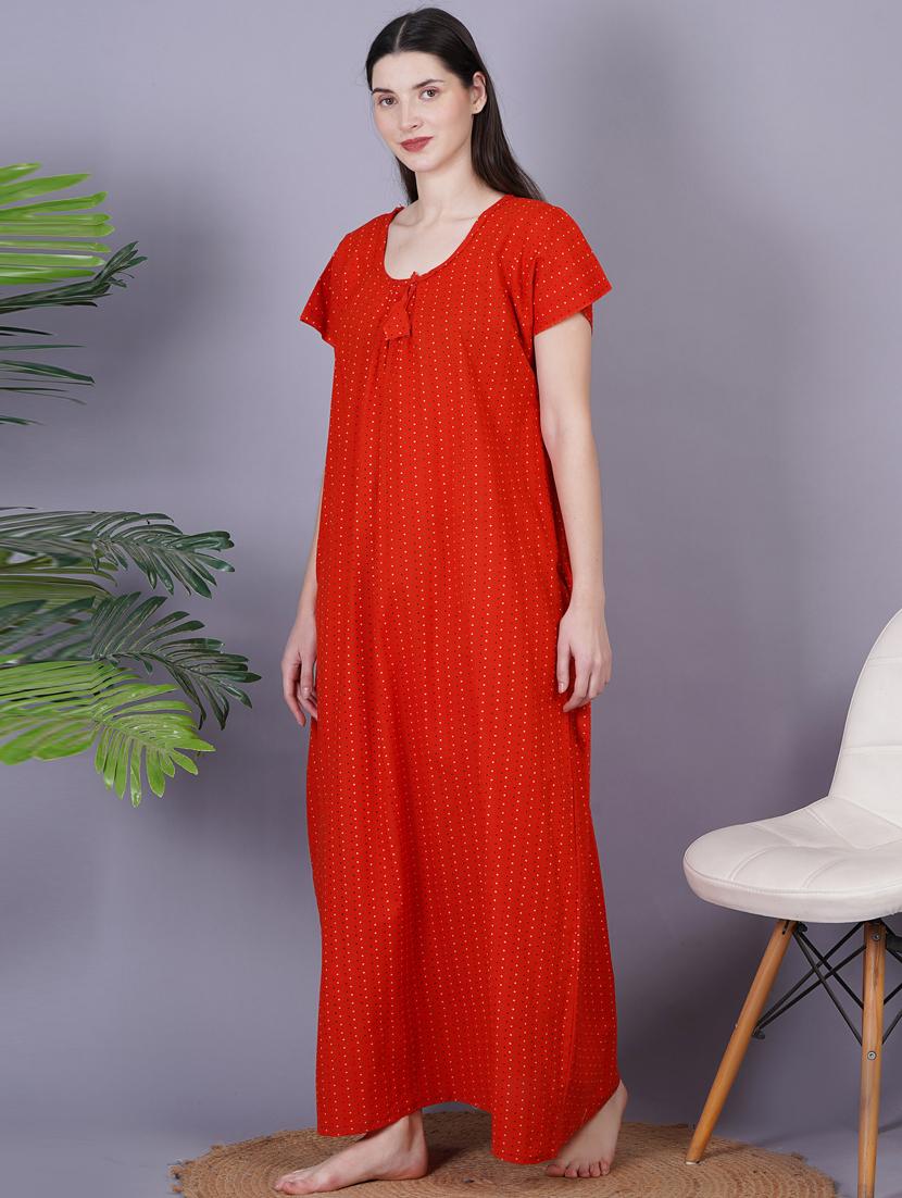 rust printed detailed maxi nightdress - 20973833 - Standard Image - 1