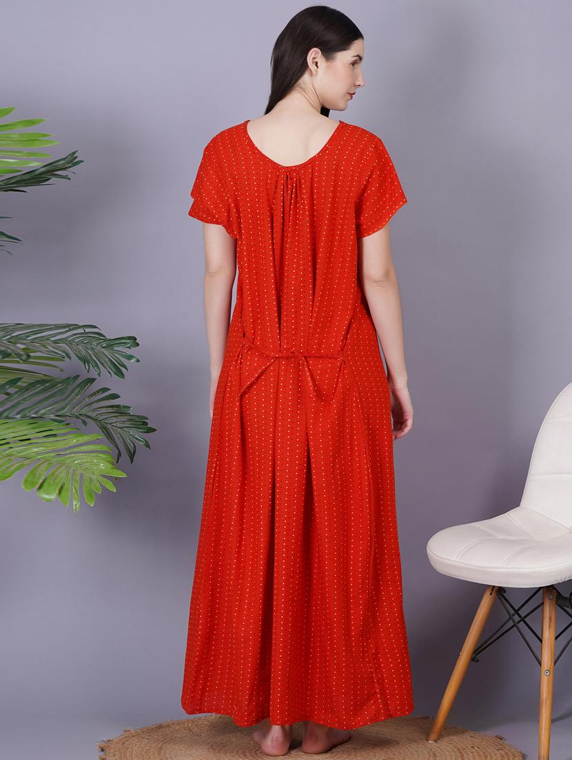 rust printed detailed maxi nightdress - 20973833 - Standard Image - 4