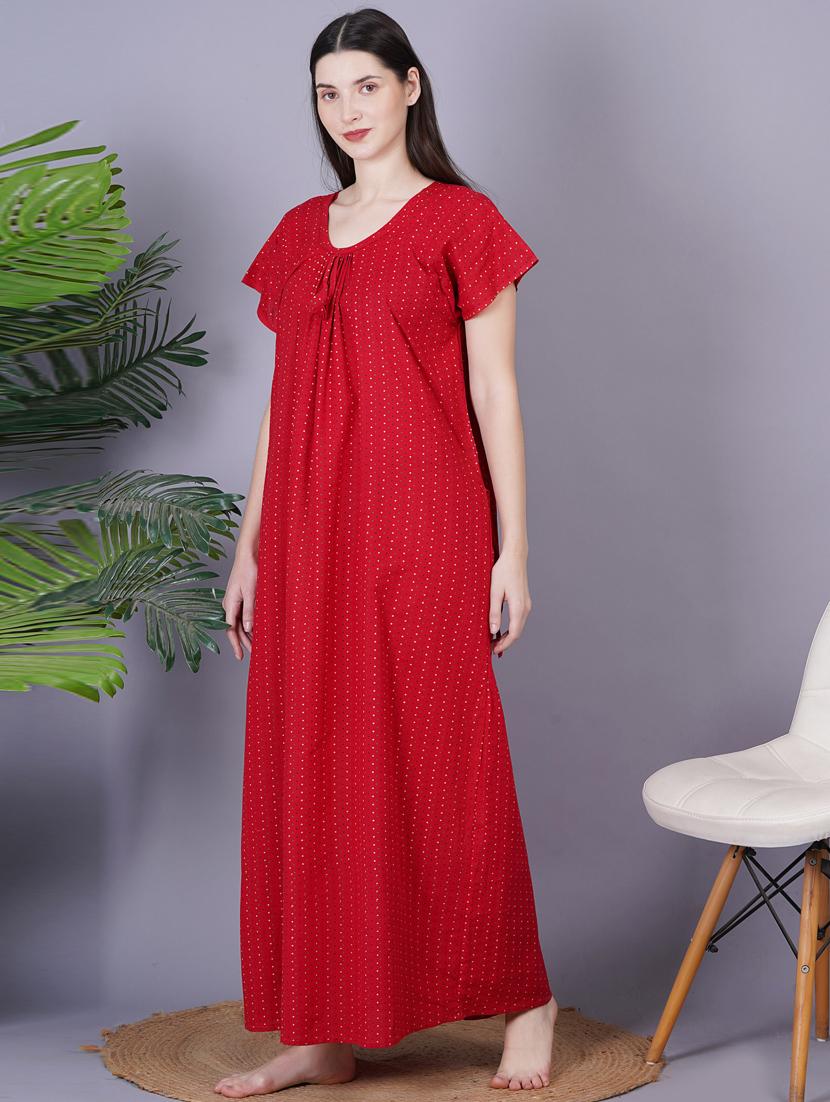 red printed detailed maxi nightdress - 20973834 - Standard Image - 1