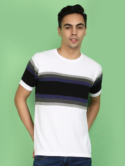 men striped round neck t-shirt - 20973907 - Standard Image - 0