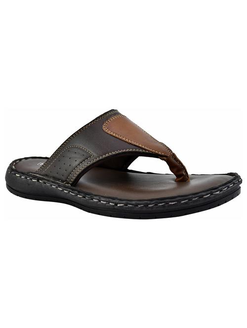 brown leatherette toe separator slippers - 20973963 - Standard Image - 0