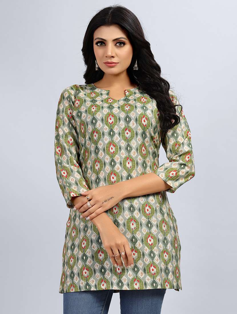 women three quarter sleeve straight kurti