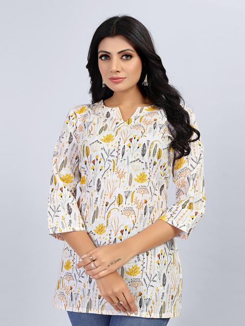 women three quarter sleeve straight kurti - 20974007 - Standard Image - 0