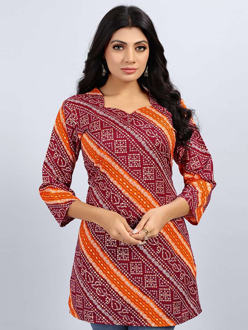 women three quarter sleeve straight kurti