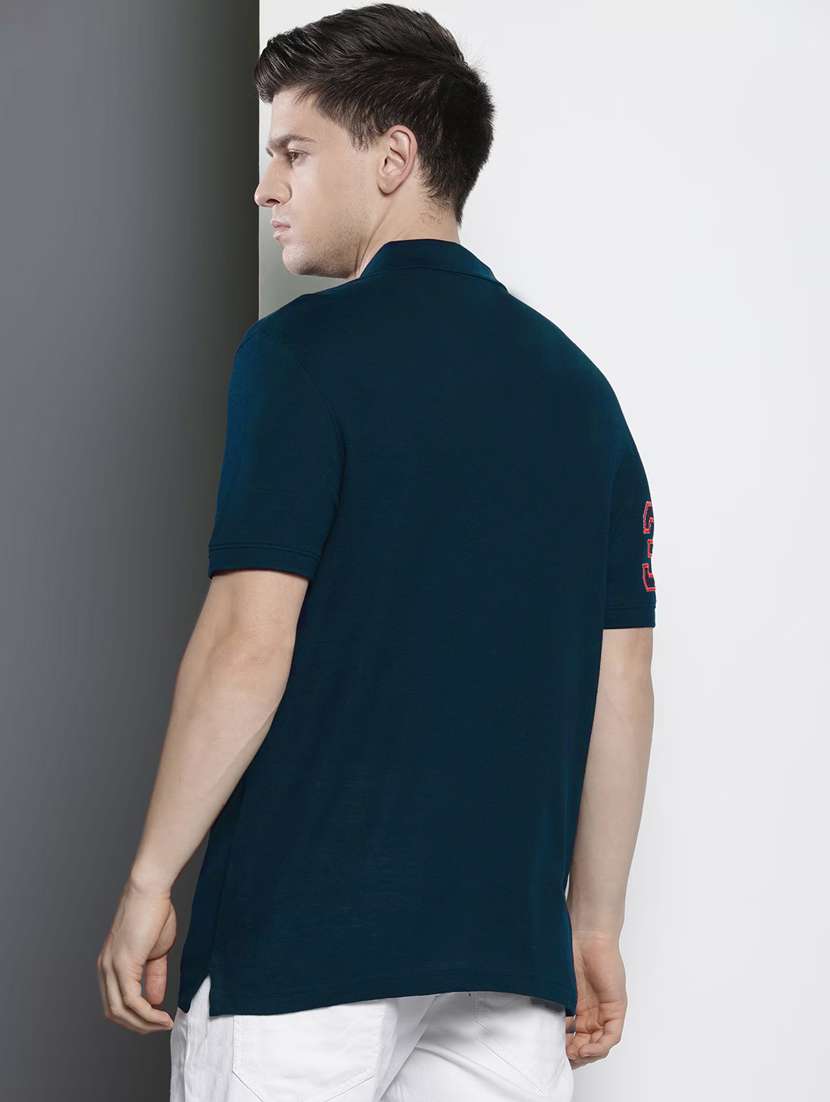 men polo neck placement print t-shirt - 20977355 -  Standard Image - 1