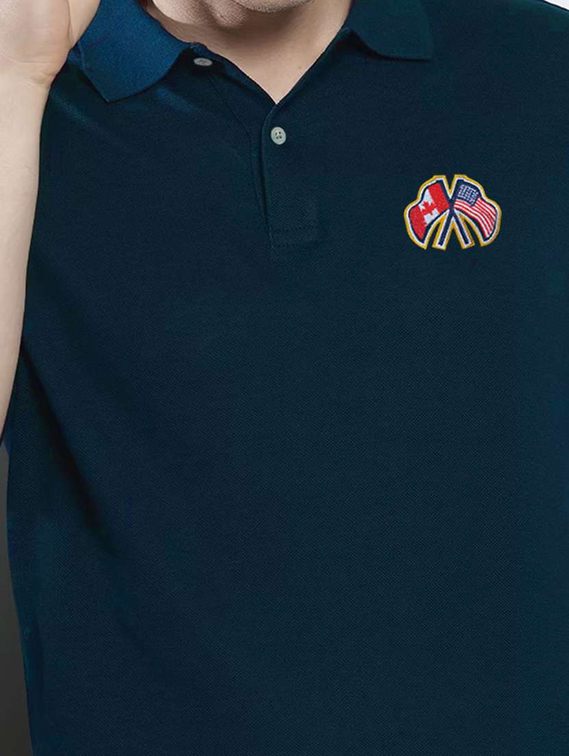 men polo neck placement print t-shirt - 20977355 -  Standard Image - 4