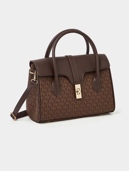 brown printed handbag - 20977372 - Standard Image - 0