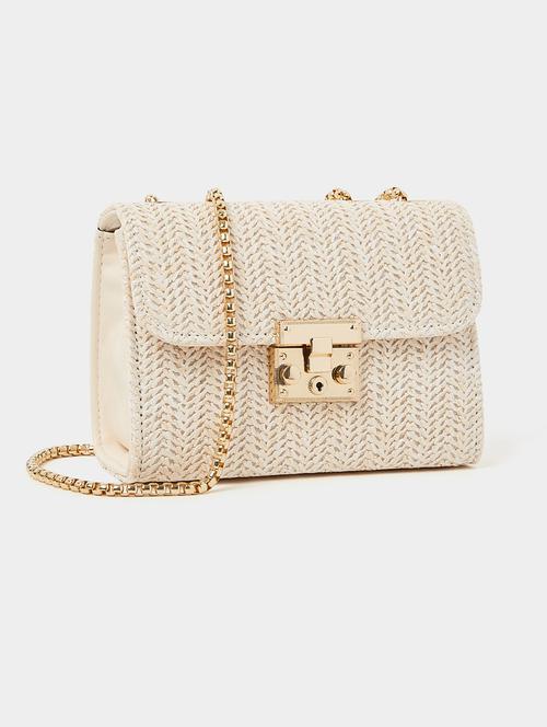 off white textured sling bag - 20977374 - Standard Image - 0