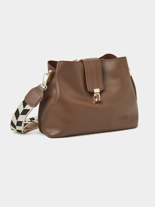 brown solid sling bag - 20977376 -  Standard Image - 0