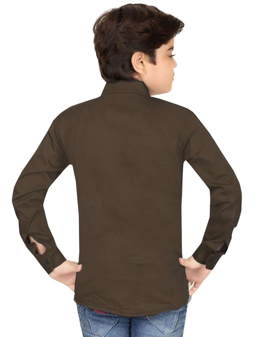 boys brown cotton blend shirt - 20977424 -  Standard Image - 1