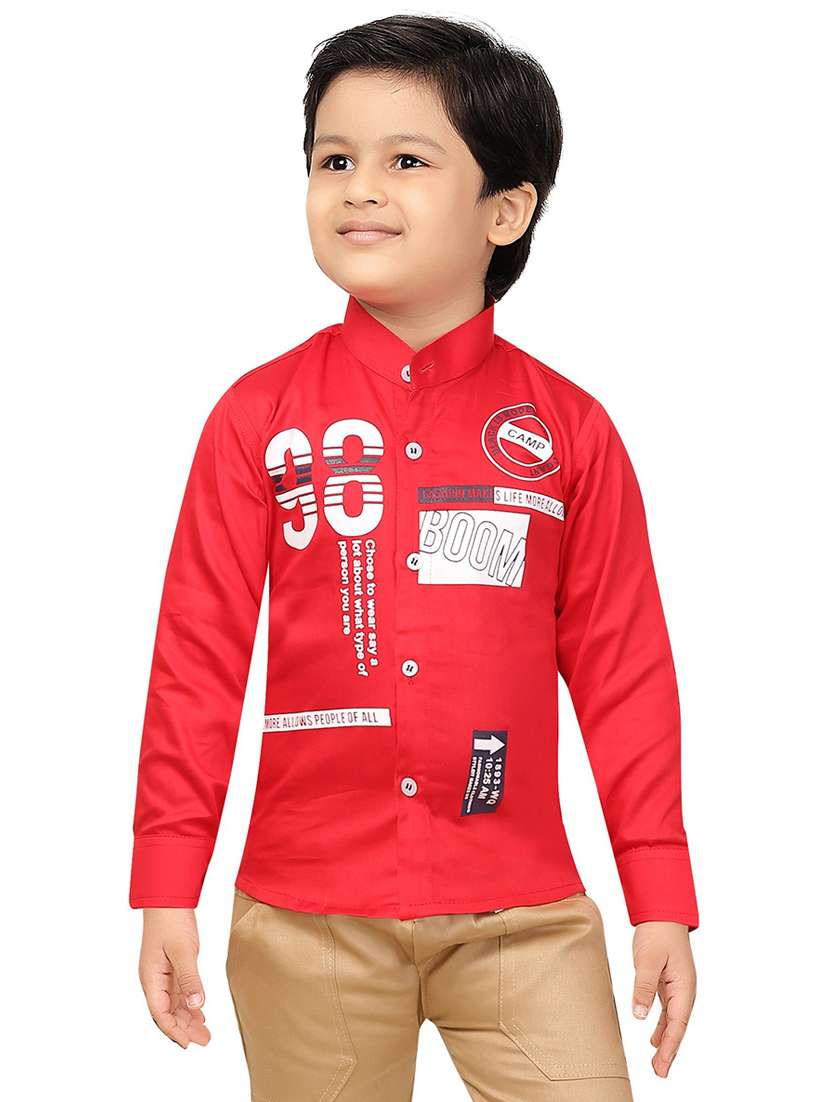 red cotton blend shirt