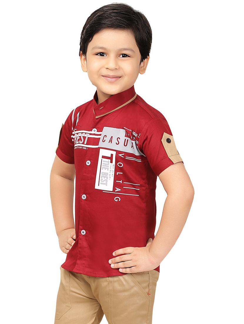 maroon cotton blend shirt - 20977563 - Standard Image - 1