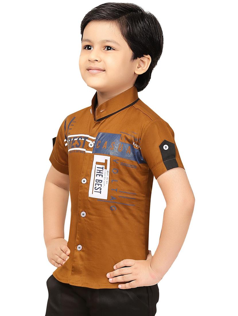 brown typographic printed shirt - 20977564 - Standard Image - 1