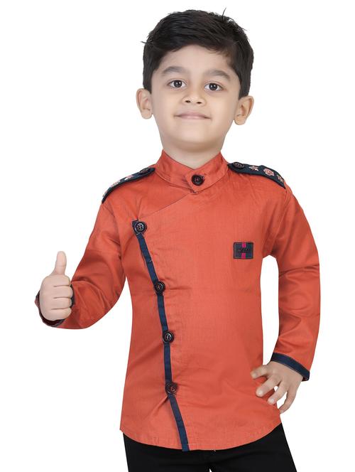 orange cotton blend shirt - 20977620 - Standard Image - 0