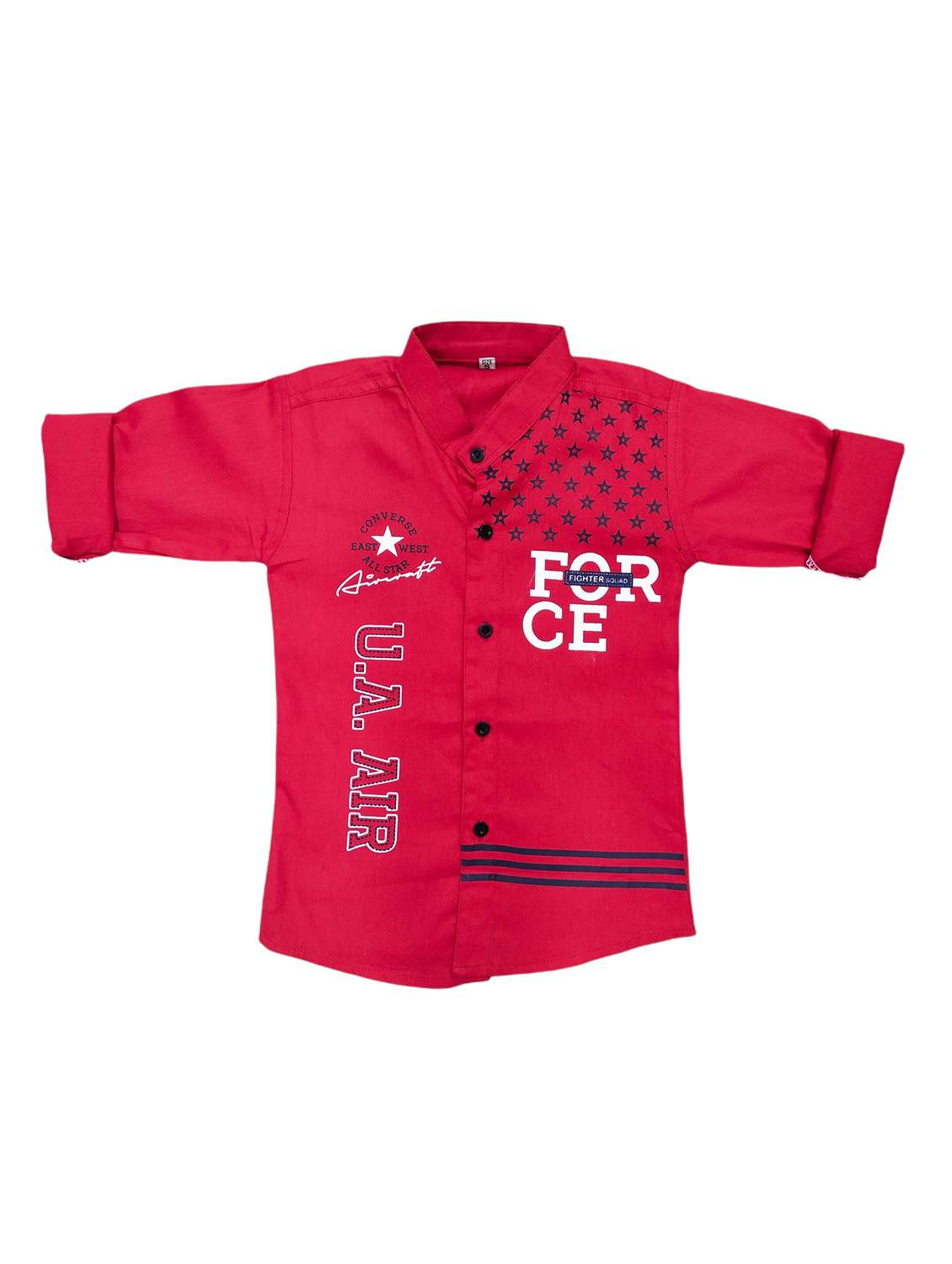 red cotton blend shirt