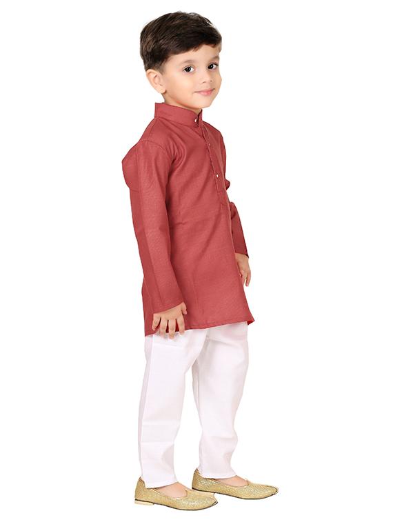 solid maroon kurta & pyjama set - 20977823 - Standard Image - 1