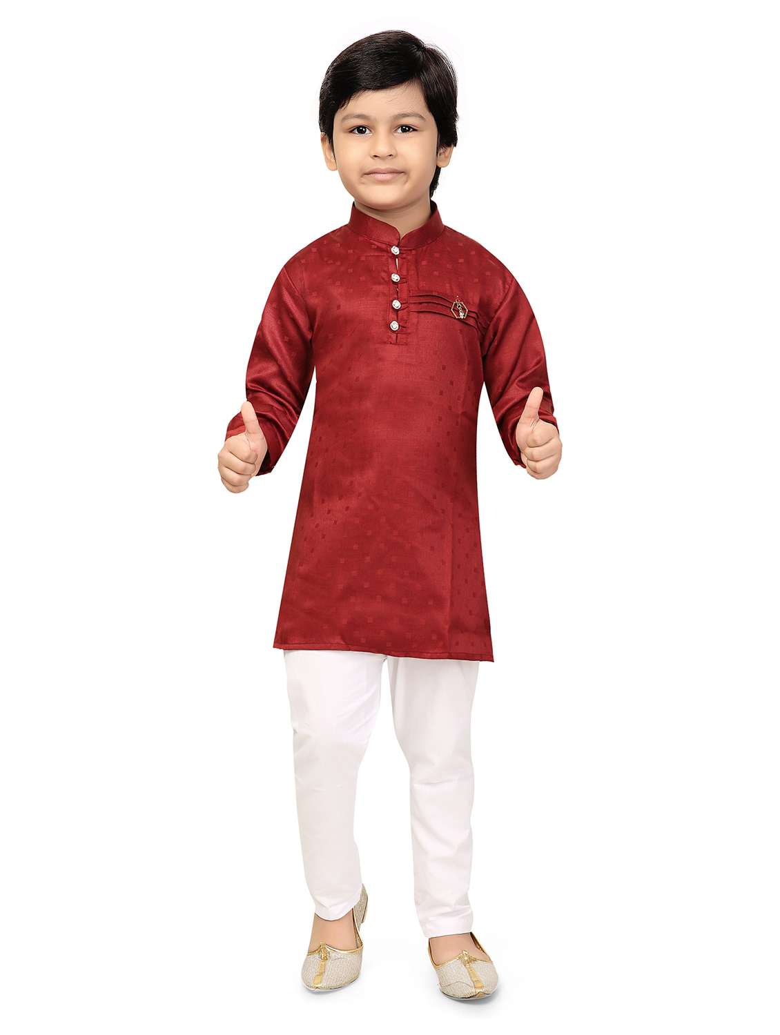 boys self design kurta & pyjama set