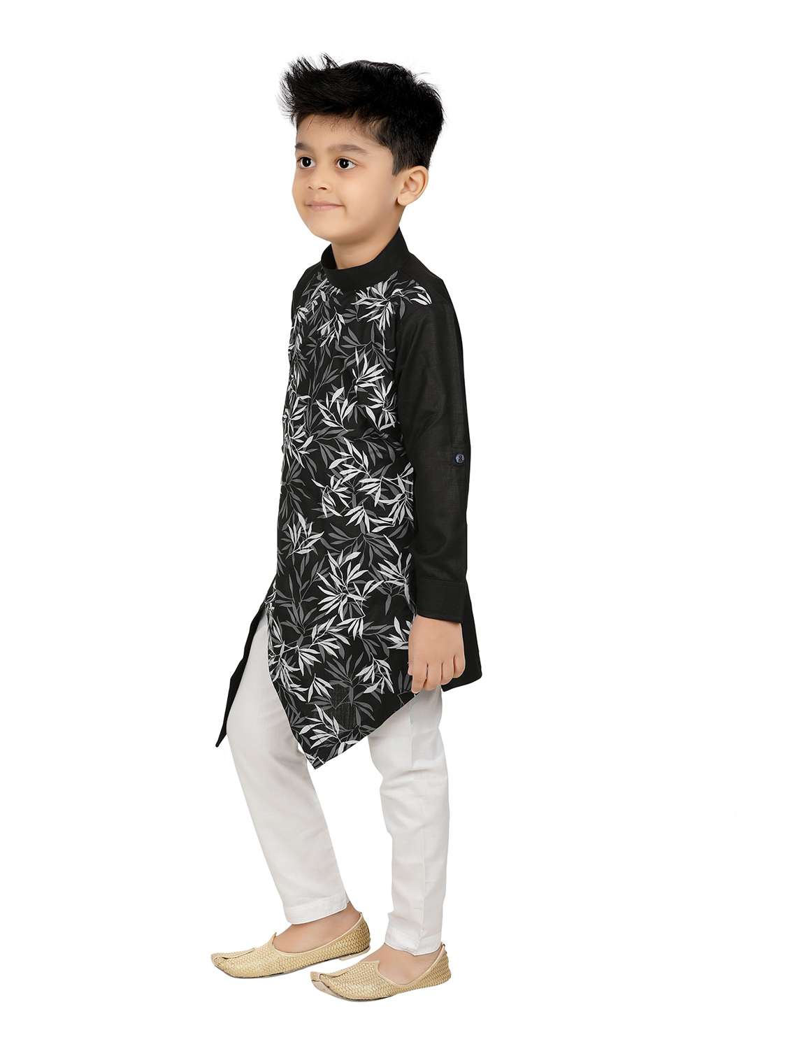 boys printed asymmetric kurta & pyjama set - 20977879 -  Standard Image - 1