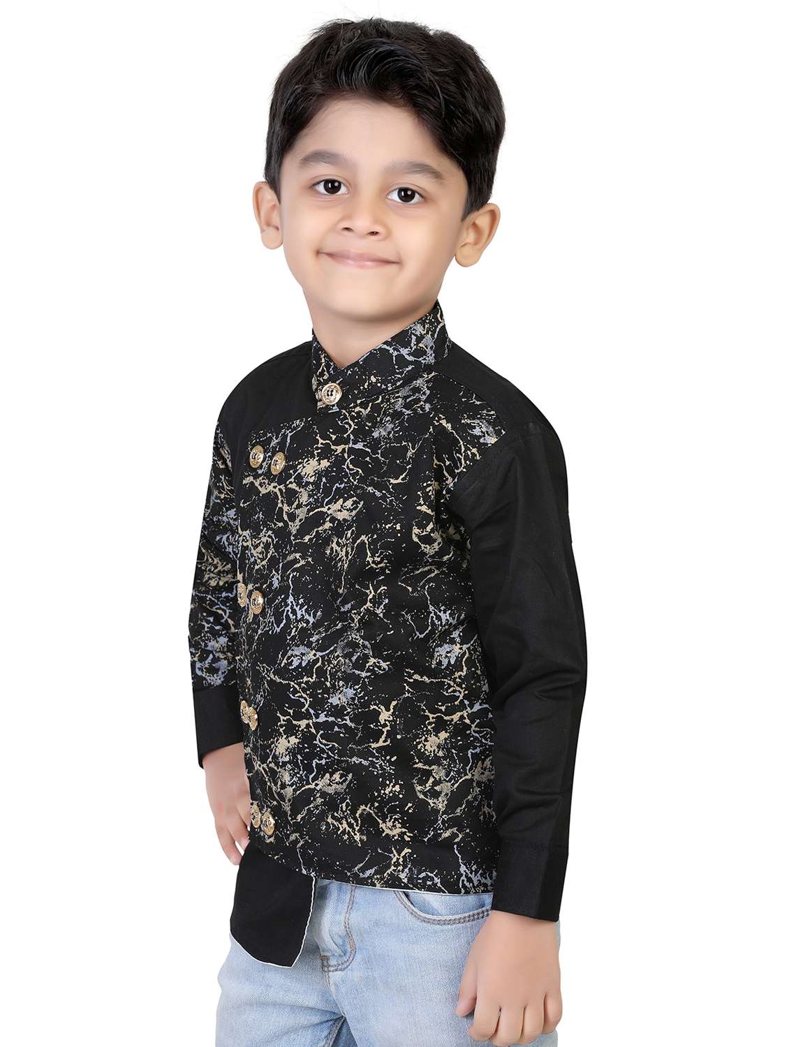 boys abstract printed asymmetric kurta  - 20978312 -  Standard Image - 1