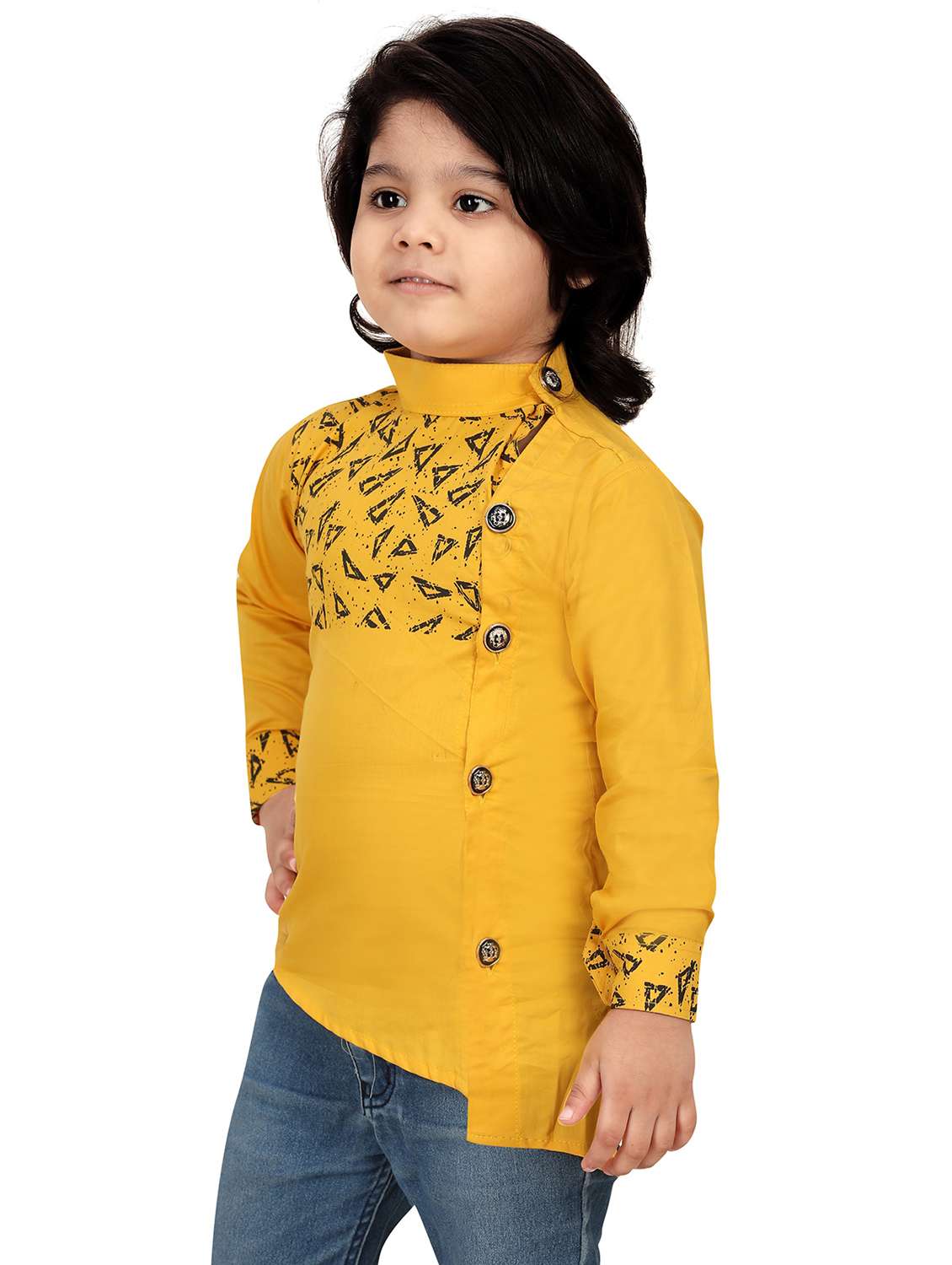 boys placement printed asymmetric kurta  - 20978326 -  Standard Image - 1