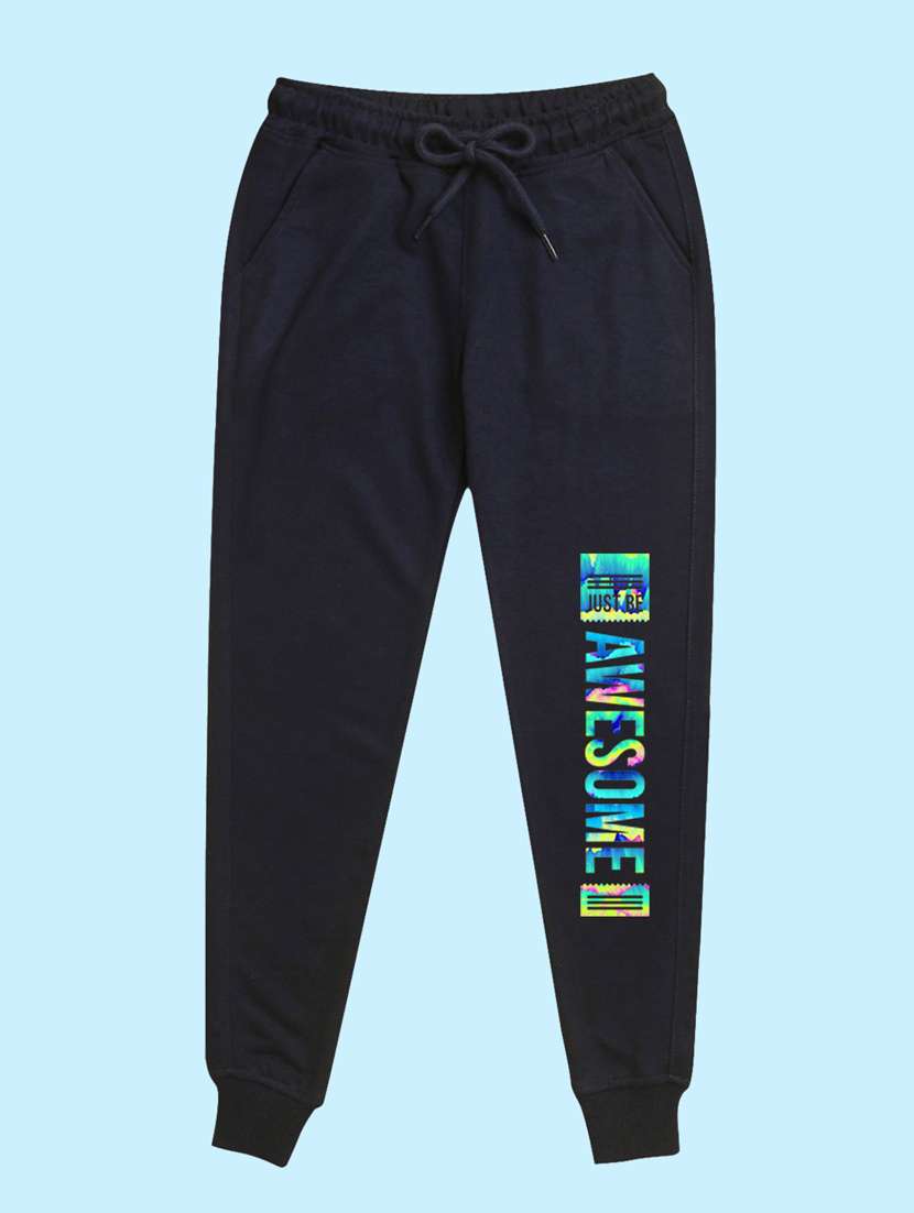 navy blue placement print detailed jogger