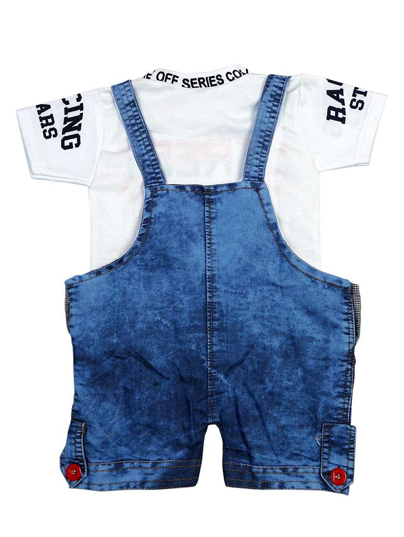 kids printed t-shirt & dungree set - 20979057 - Standard Image - 1