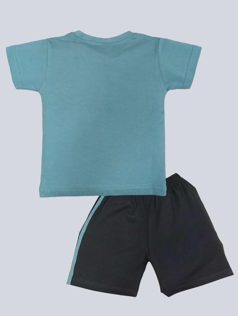 kids typographic printed t-shirt & shorts set - 20979080 -  Standard Image - 1