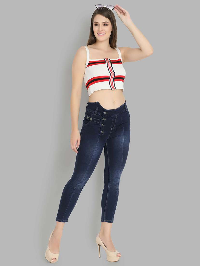 women high-rise blue skinny fit jean - 20980765 - Standard Image - 4