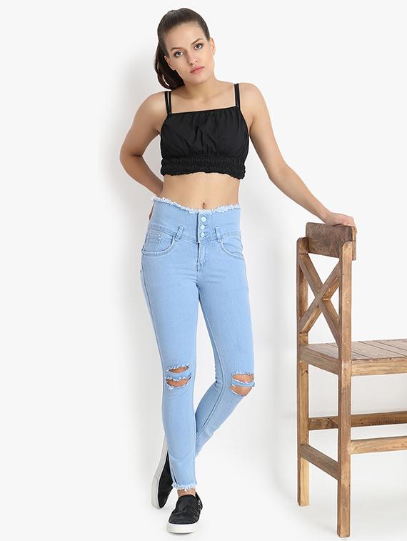 light blue slash knee detailed jeans - 20981388 - Standard Image - 4