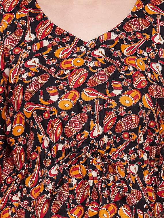 women v neck printed kaftan dress - 20982184 -  Standard Image - 4