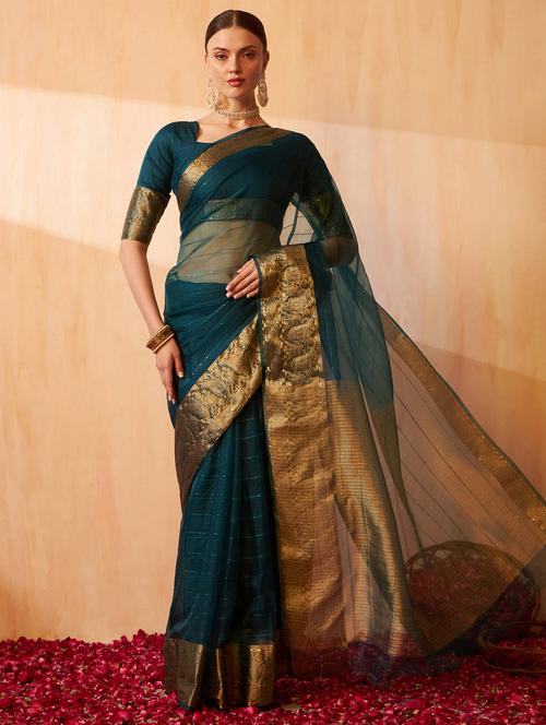 solid golden bordered saree with blouse - 20982195 -  Standard Image - 0