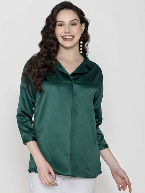 women collared solid regular top - 20982204 -  Standard Image - 0