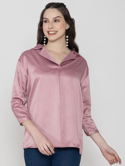 women collared solid regular top - 20982205 - Standard Image - 0