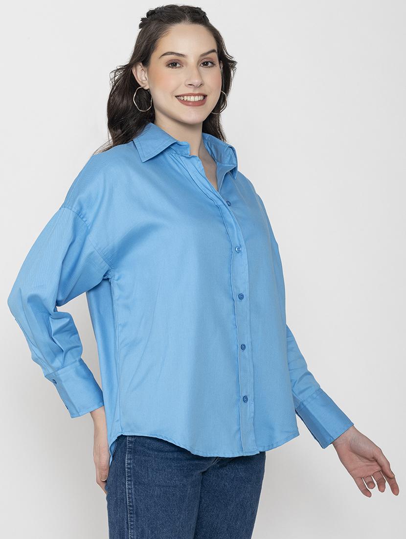 women long sleeve solid oversized shirt - 20982212 -  Standard Image - 1