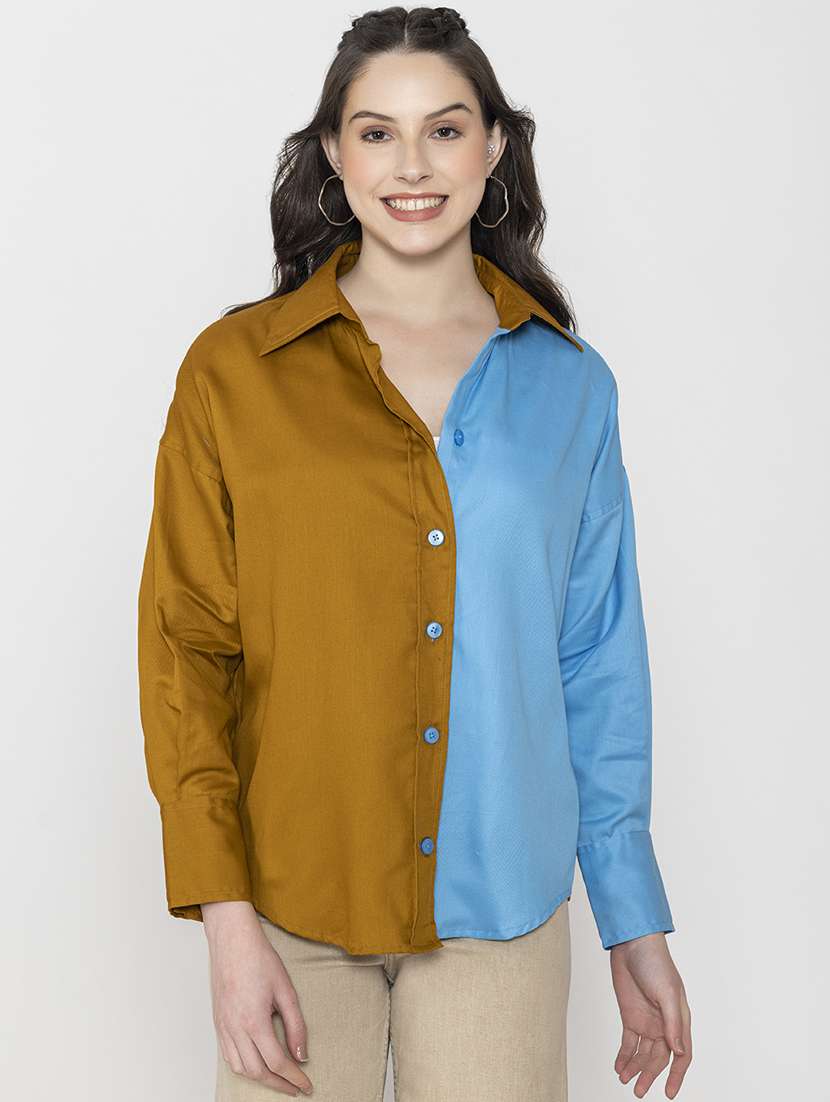 women long sleeve solid oversized shirt