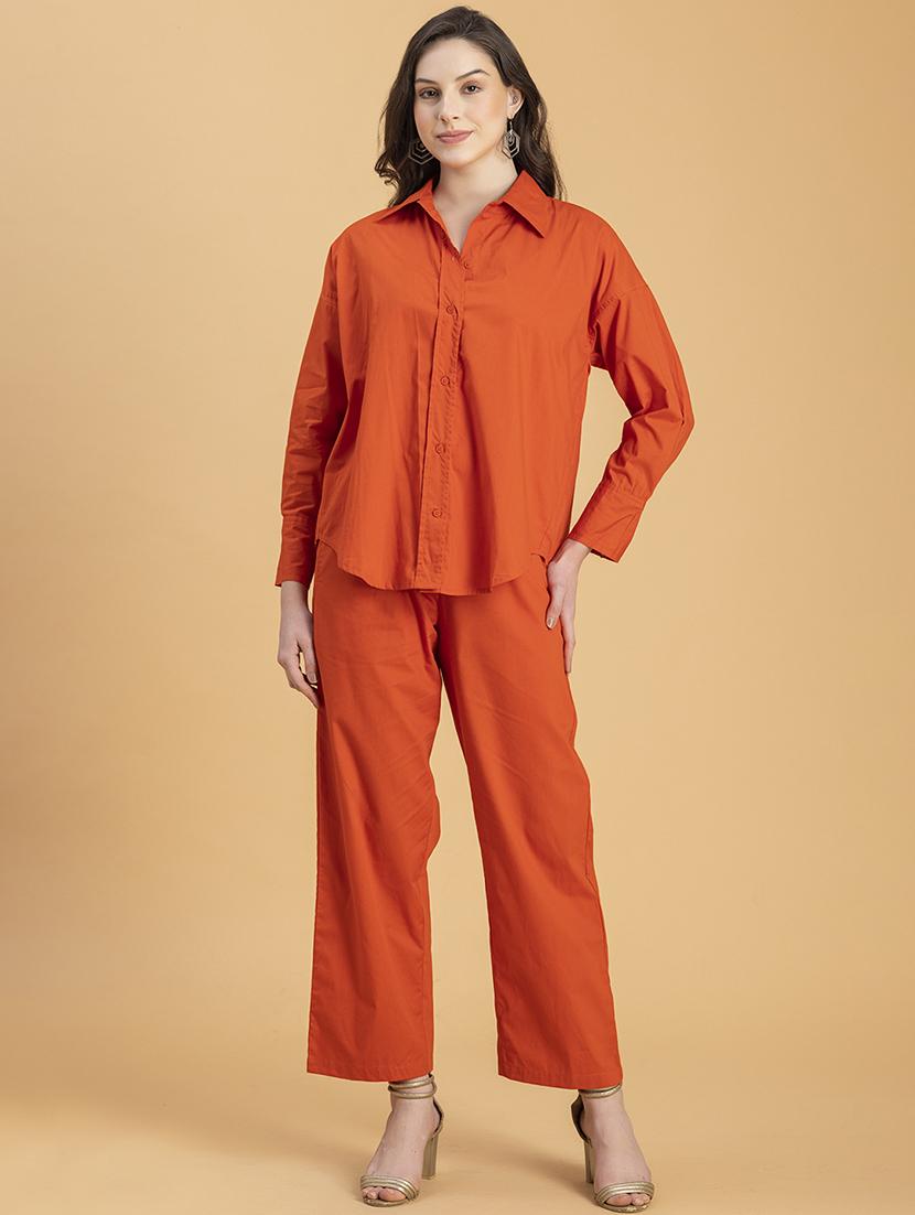 women solid shirt and trouser co-ord set - 20982231 -  Zoom Image - 0
