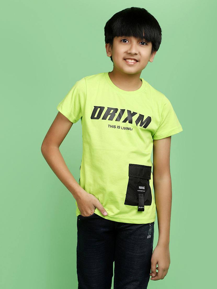 boys round neck typographic regular t-shirt