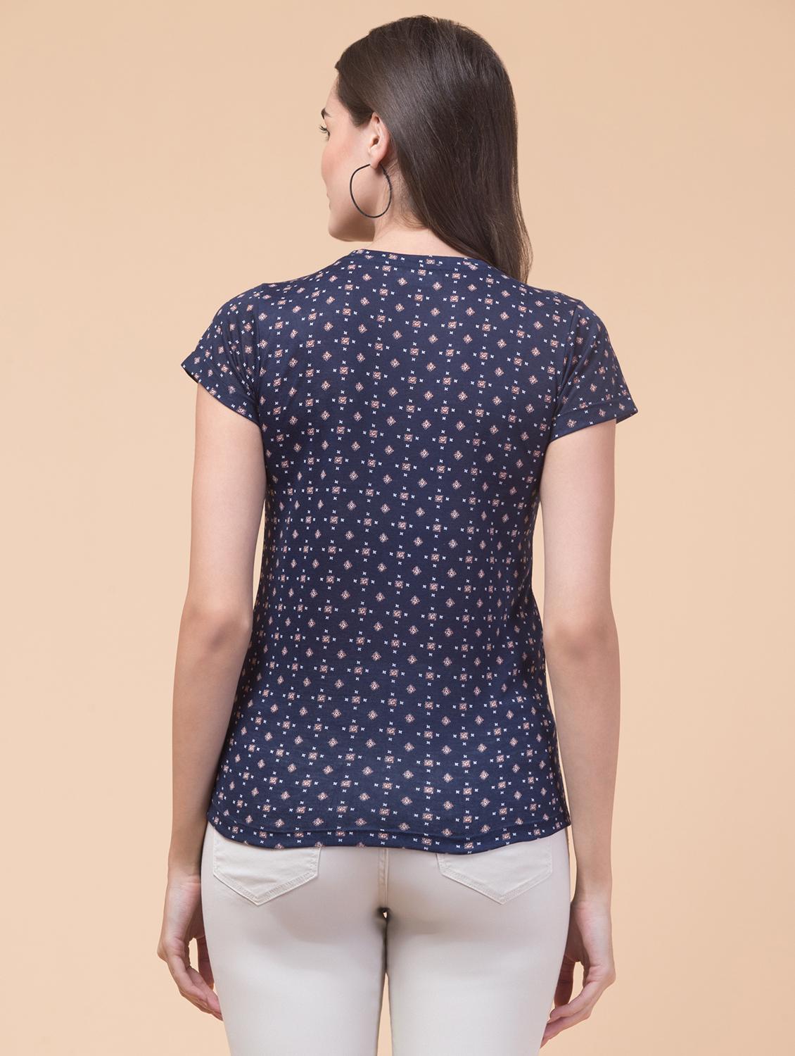 women printed round neck t-shirt - 20982400 - Standard Image - 1