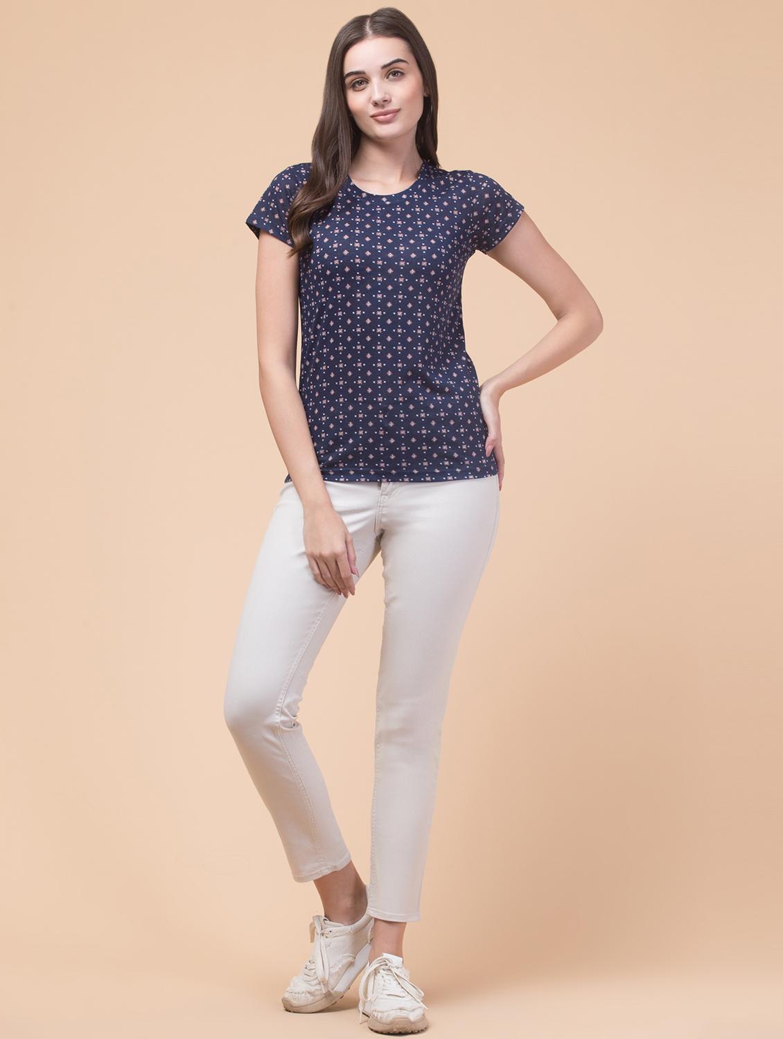 women printed round neck t-shirt - 20982400 - Standard Image - 4