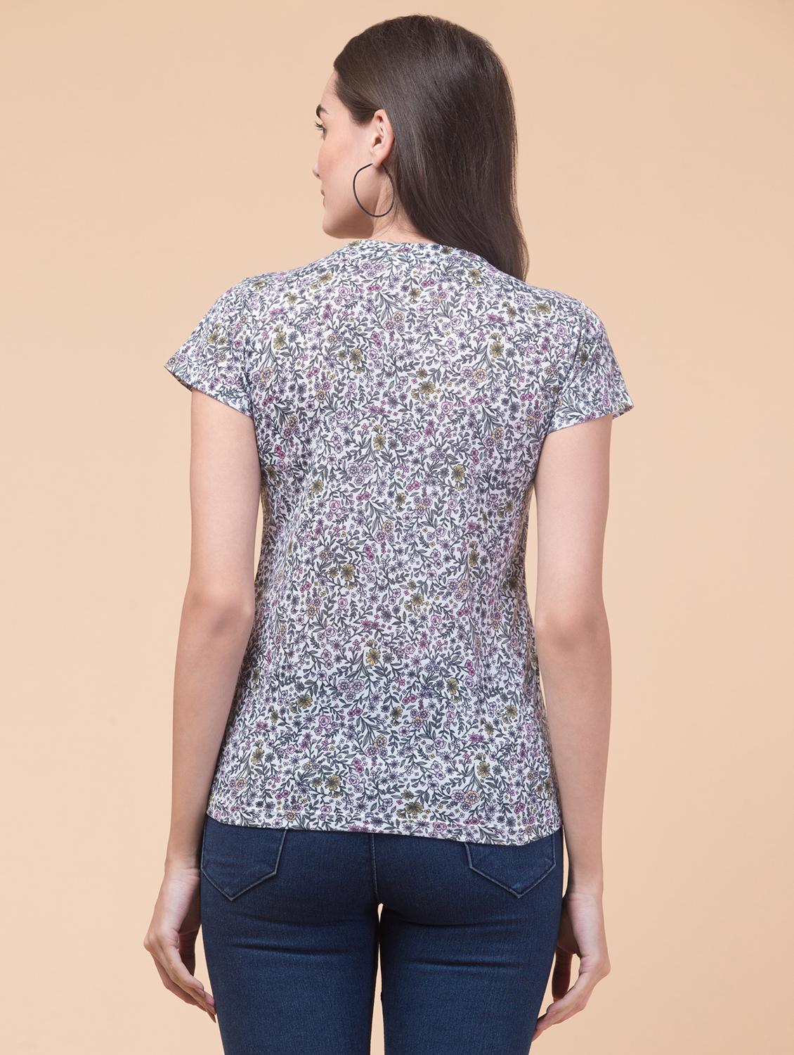 women printed round neck t-shirt - 20982401 - Standard Image - 1