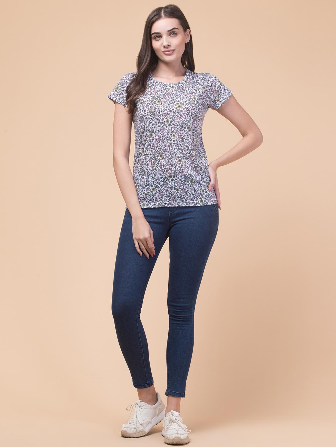 women printed round neck t-shirt - 20982401 - Standard Image - 4