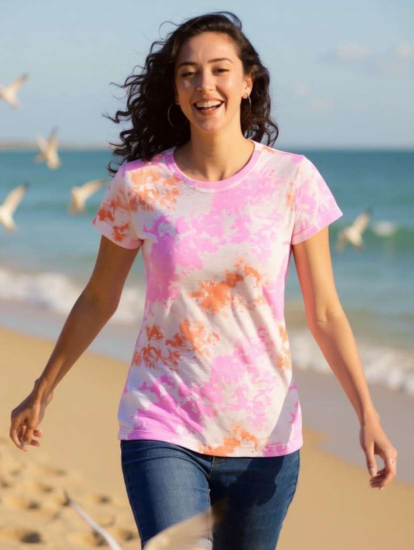 women tie & dye round neck t-shirt