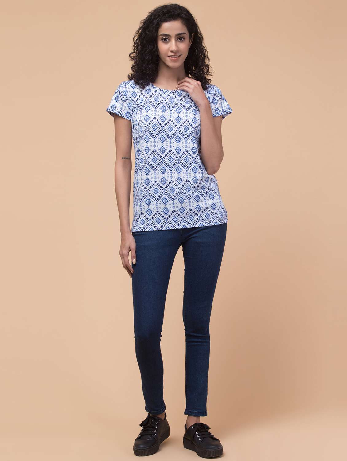 women printed round neck t-shirt - 20982416 -  Standard Image - 4