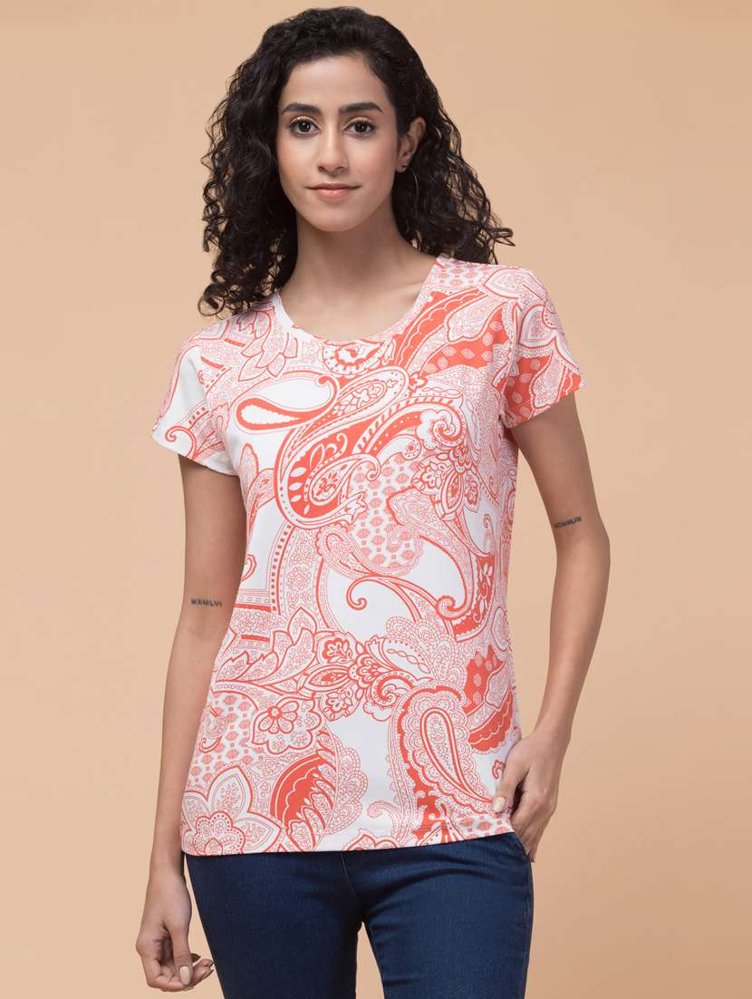 women printed round neck t-shirt