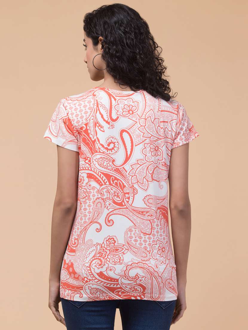 women printed round neck t-shirt - 20982427 - Standard Image - 4
