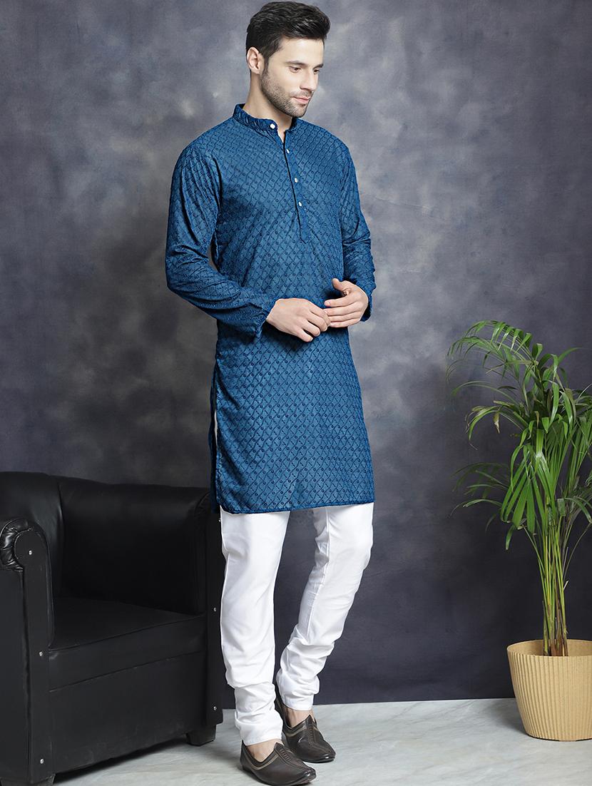 peacock cotton kurta pyjama ethnic wear set - 20982486 -  Standard Image - 1