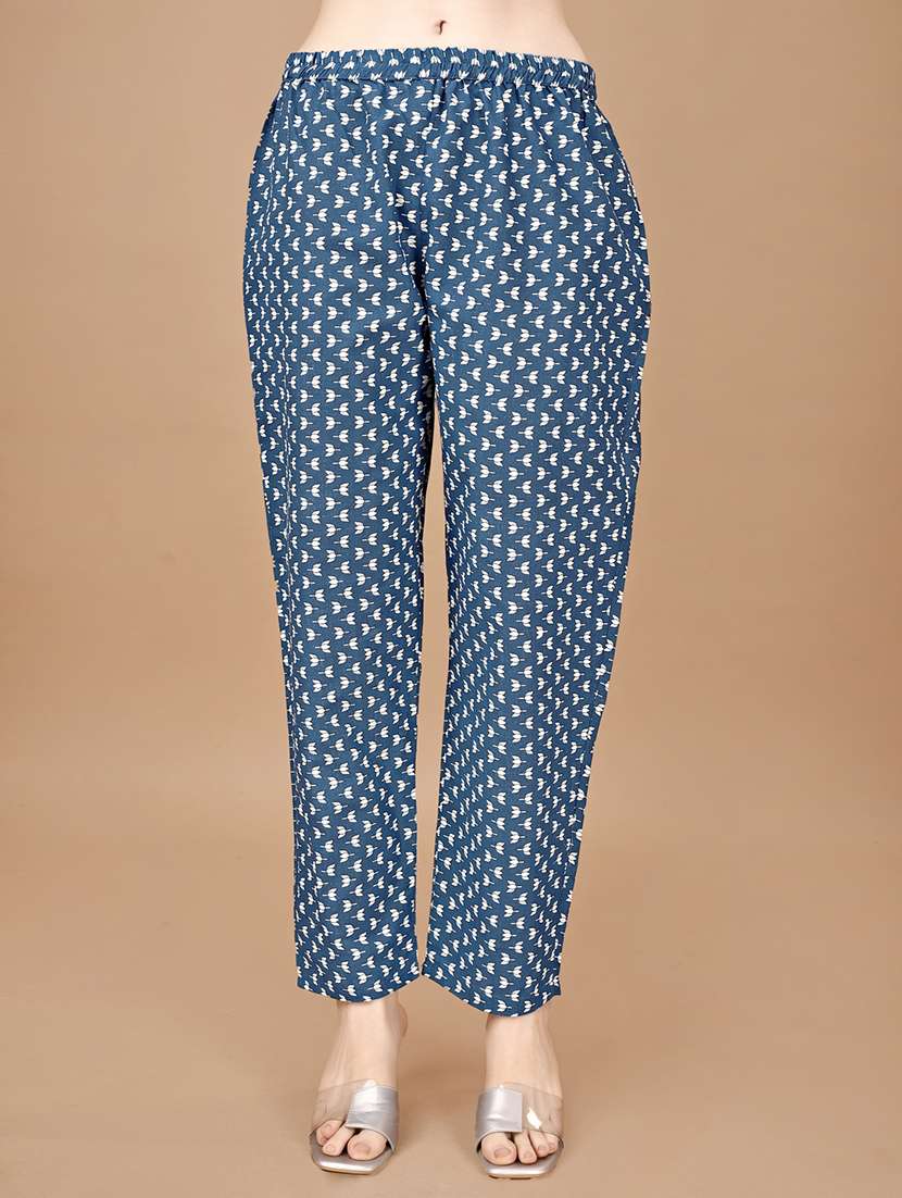 women blue round neck kurta pant set - 20982528 -  Standard Image - 4